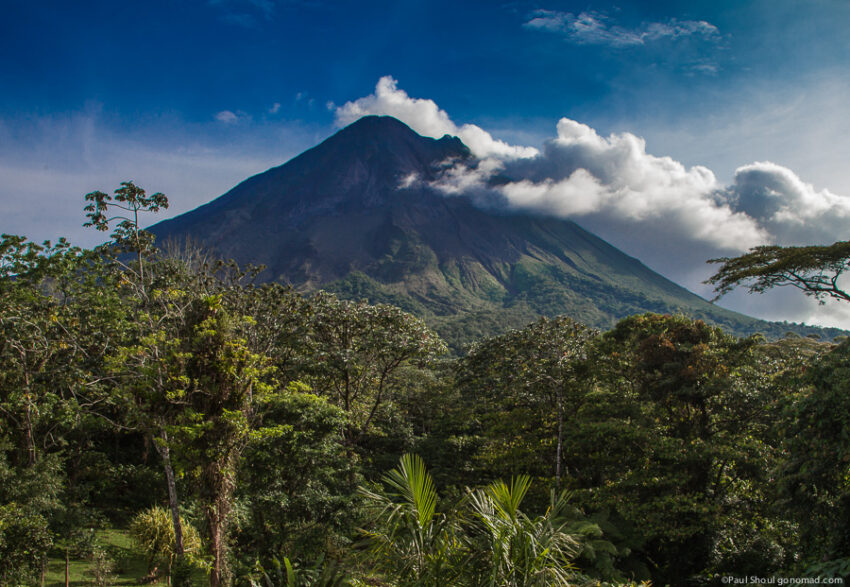 Arenal Volcano from the window of the Arenal observatory 