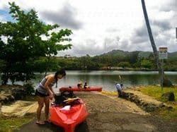Getting set to kayak the Wailua river