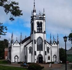 The striking St James Church in Lunenburg, which was rebuilt entirely after a fire gutted the original 1800s building.