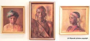 Portraits of Maasai leaders painted by Karen Blixen in the museum.
