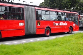 Trans milenio busses in Bogota.
