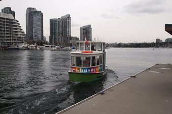 The Aquabus takes passengers to Granville Island and other stops in the city.