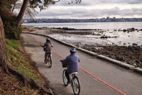 Biking in the 1000-acre Stanley Park is something enjoyed by many locals i n Vancouver, Canada. Max Hartshorne photos.