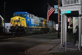 Night freight trains going through Ashland VA. photo: Town of Ashland