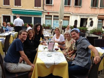 Proseco in Venice, enjoying the comraderie of the group.