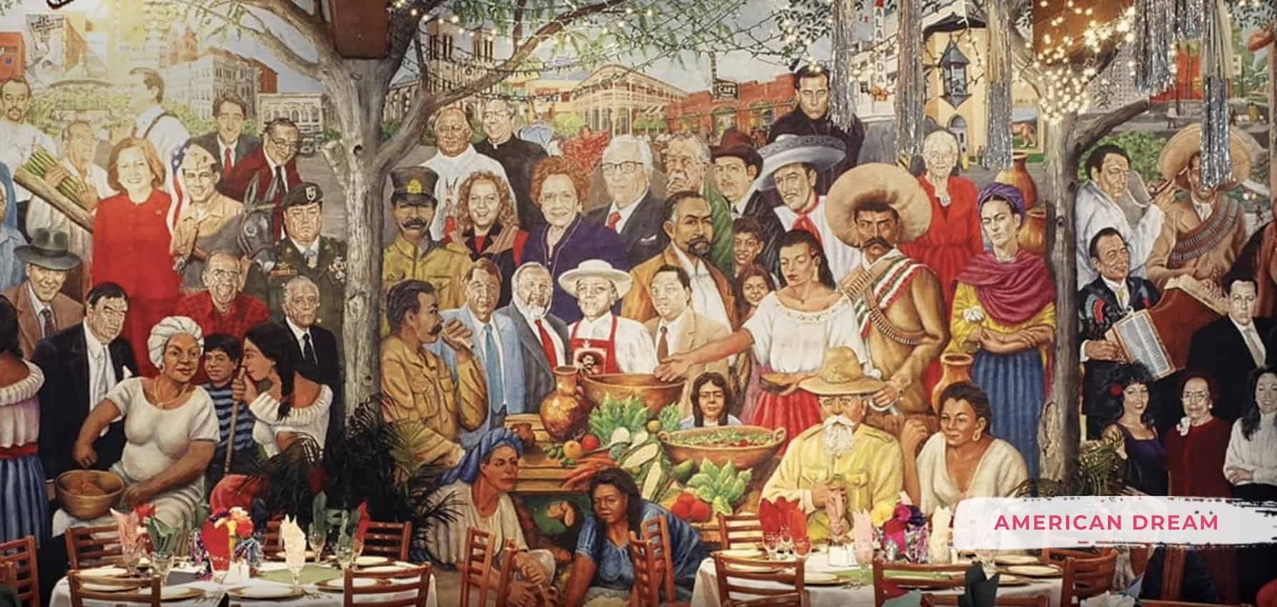 The famous mural at Mi Tierra Cafe, San Antonio, Texas.