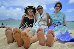 Kailua Beach happy travelers. photo by Patti Morrow.