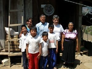 A local Puebla family in their yard.