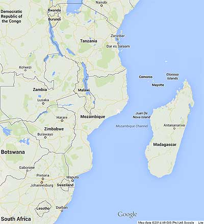The Isle de Mozambique is located midway up the coast of Mozambique.
