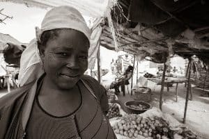 A vegetable seller in Makuti town. 