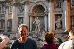 John, retiree, relaxing at the Trevi Fountain. But he lives there!