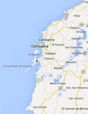 Islas Baru is located on the peninsula below Cartagena, in the north of the country.