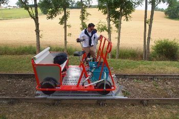 Velorail of Armagnac is a pedal-powered platform to ride on railroad tracks. 