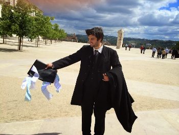 A proud graduate of Coimbra University with the ribbons denoting his major.
