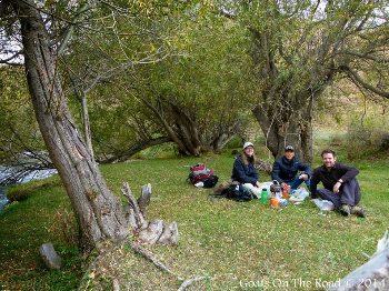 Lunch in the woods with tea, of course.