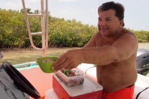 Gustavo Morett serves up ceviche in Isla Holbox. Max Hartshorne photos.