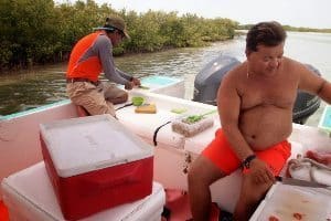 Making ceviche aboard the boat.