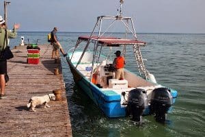 Our small boat, the Gaviota, with captain Pablo Avila Arguelles, aka, "Mushu."