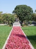 The sword, filled with flowers at the Military Park.