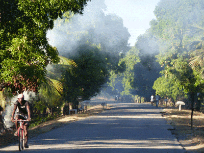 Breakfast smoke on the road in Madagascar.