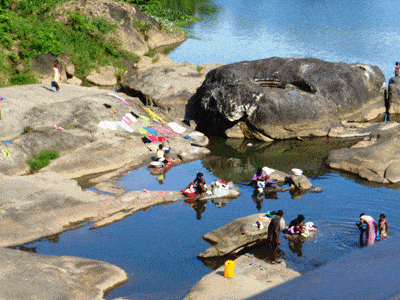 Swimming and bathing in Madagascar.