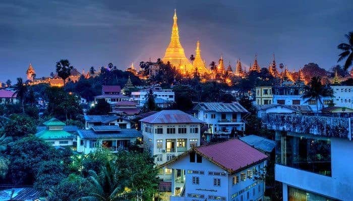 The Shwedagon Pagoda glowing in the evening light. Donnie Sexton photo.