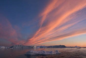 sunset and icebergs 1