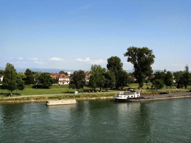 Kehl, Germany, as seen from the footbridge joining the two sides of the Jardin des Deux Rives.