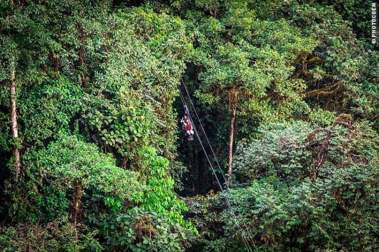  Sky biking above the Choco forest in Ecuador. Coen Wubbels photos.