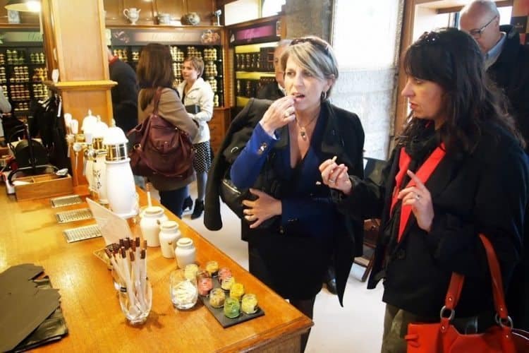 Tasting mustard in Dijon.