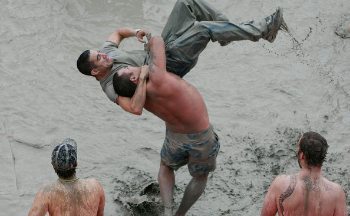 Wrestling in the mud gets pretty crazy as people get drunker.