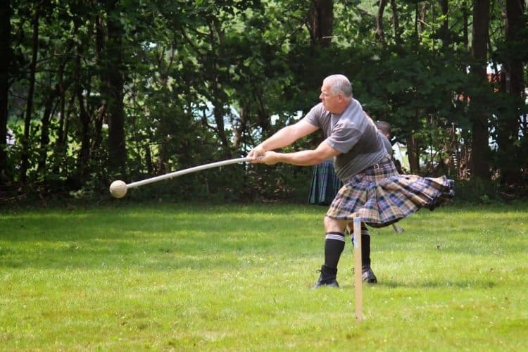 Throwing a hammer at New Brunswick's Highland Games. Heather Sinclair photo.