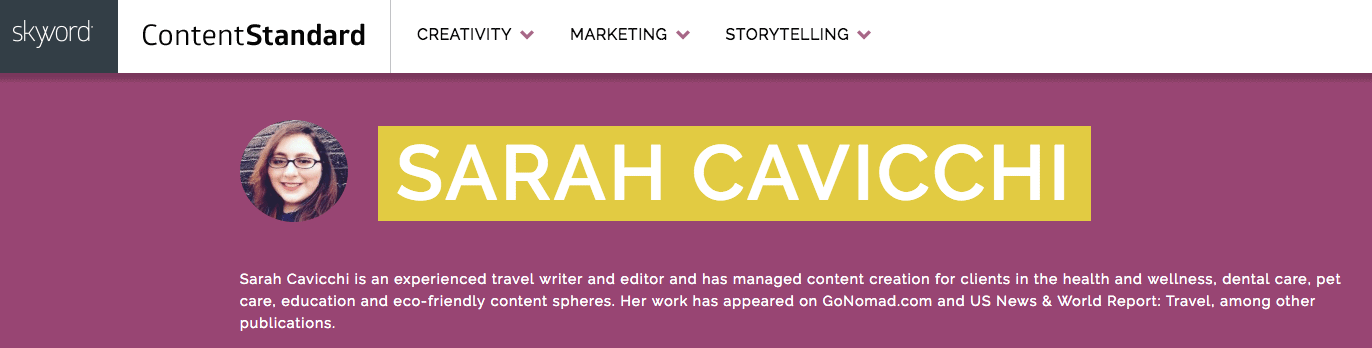 Sarah Cavicchi was a GoNOMAD intern who turned that into a job as a content editor with Skyword, see the note above about writing for GoNOMAD and US News and World Report