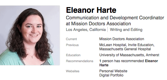 Eleanor Harte was also an intern who got a great job in Los Angeles right after her internship.