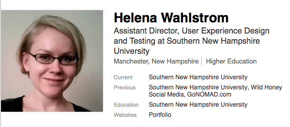 Helena's strong writing ability landed her a content marketing job in New Hampshire and now she has a great position at Southern New Hampshire University.