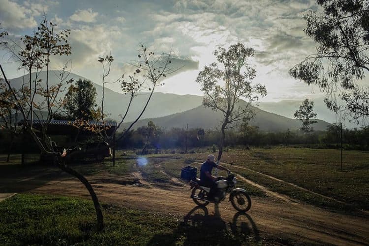 Motorcycling by some mountains