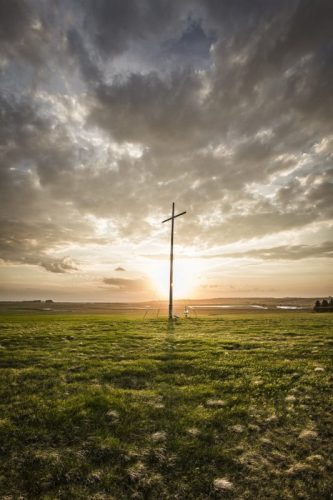 A cross at sunset, just over the border of Nova Scotia. 