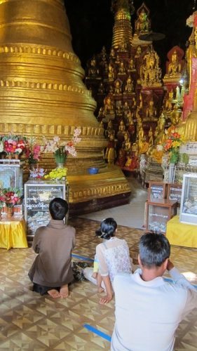 Buddhists inside Pindaya