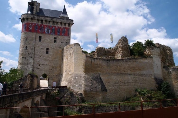 Chateau at Chinon, a well preserved Middle Ages era fortress high on a bluff above the town and the Vienne River.
