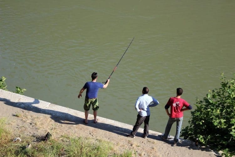 Fishing in the Tiber, near the island.