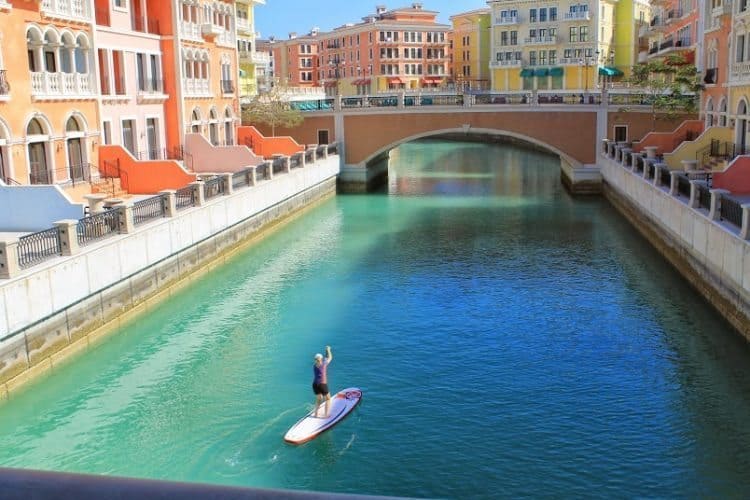 Paddleboarding in Qatar.