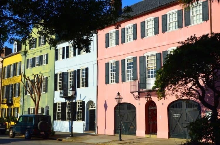 Colorful historic houses in Charleston, SC.