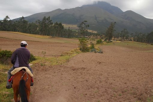 Riding toward a volcano in Otavalo, Ecuador. Photos by Max Hartshorne.