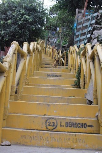The yellow stairs.