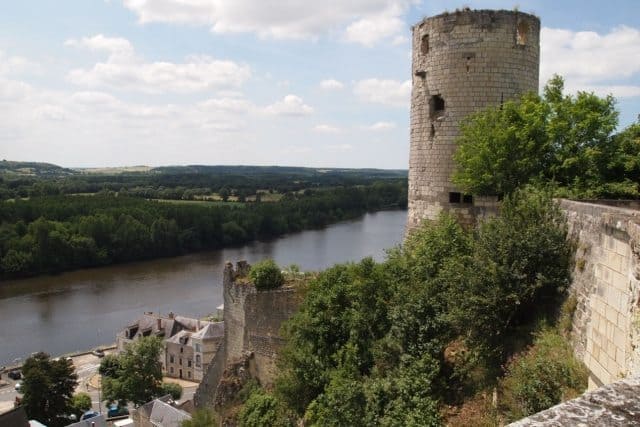 Chinon fortress, from the Middle Ages, looking down at the Vienne river.