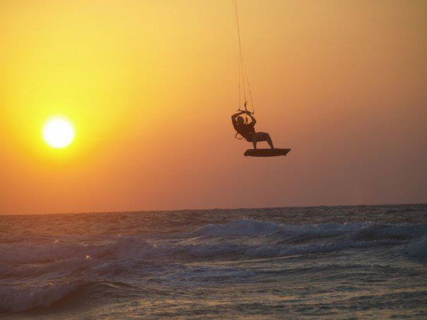 Kite surfing on the Mediterranean Sea in Israel. Eitan Fridman Photos.