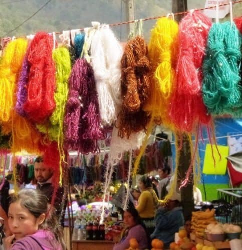 Colored yarn Tenejapa market