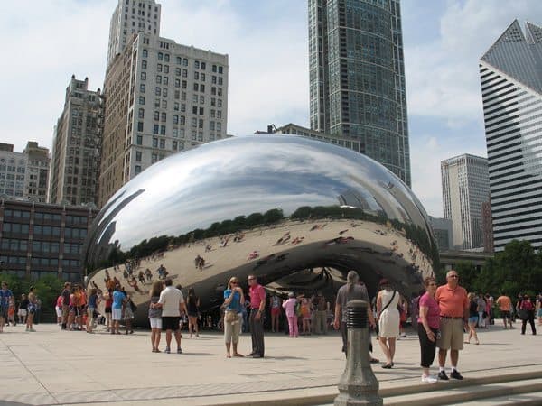 "The bean" just east of Michigan Avenue, a staple of the Windy City.