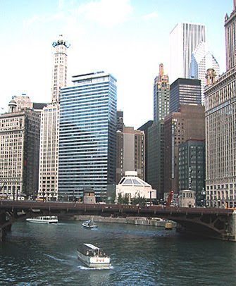 A view from the River Cruise where visitors can learn all about the people, buildings and history of Chicago. 