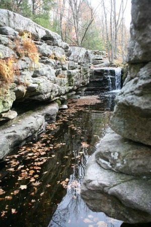 Waterfall that leads to a wading pool in Mohonk Preserve.